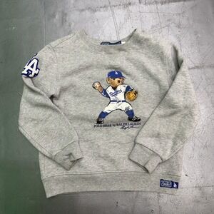 Los Angeles Dodgers Sweatshirt Boys 7 Gray MLB Baseball Polo Bear Ralph Lauren